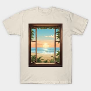 Window Beach Scene T-Shirt